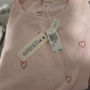 Pink Heart Embroidered Sweatshirt